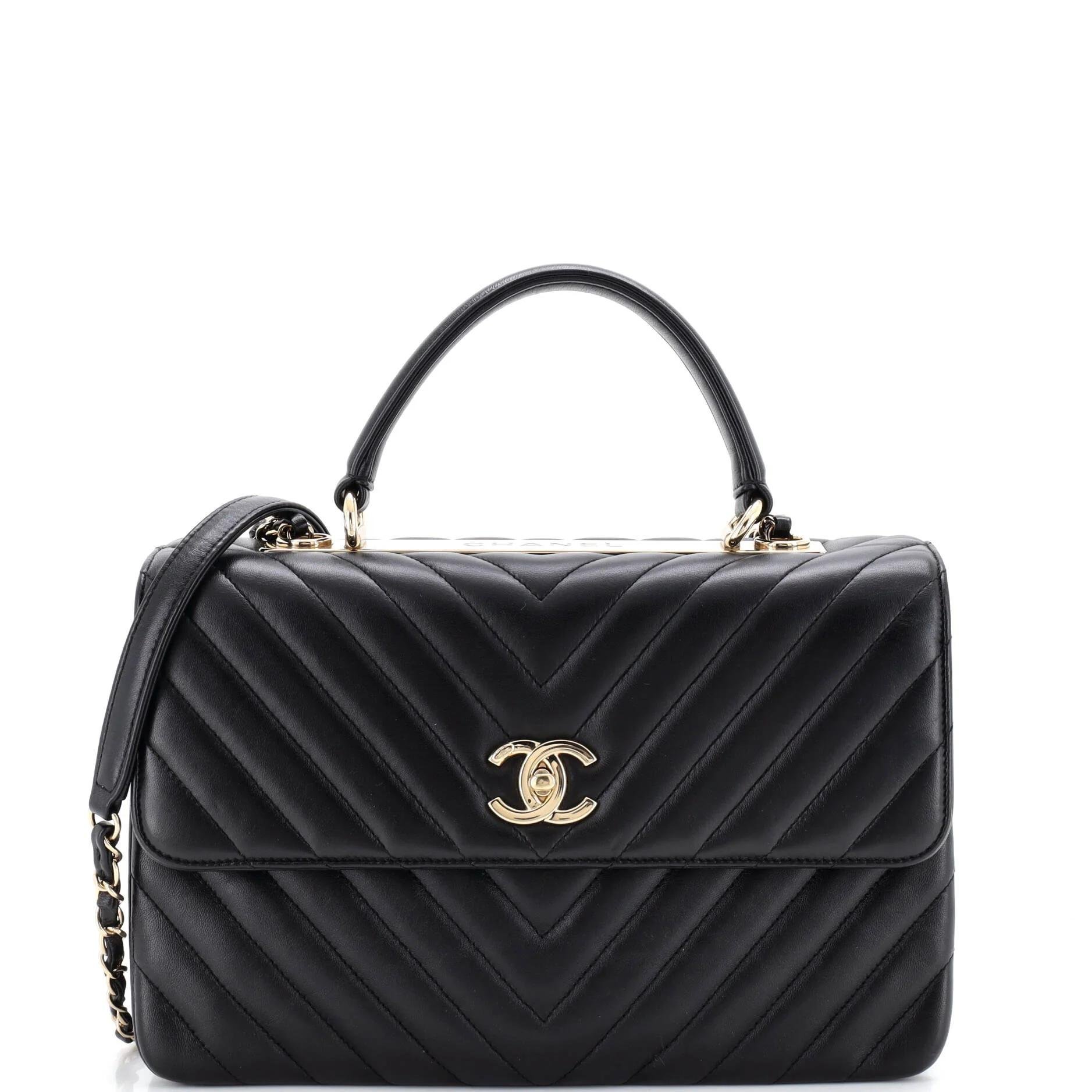 Trendy CC Top Handle leather handbag