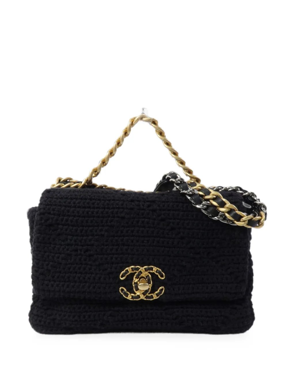 medium Chanel 19 chain-strap cotton shoulder bag