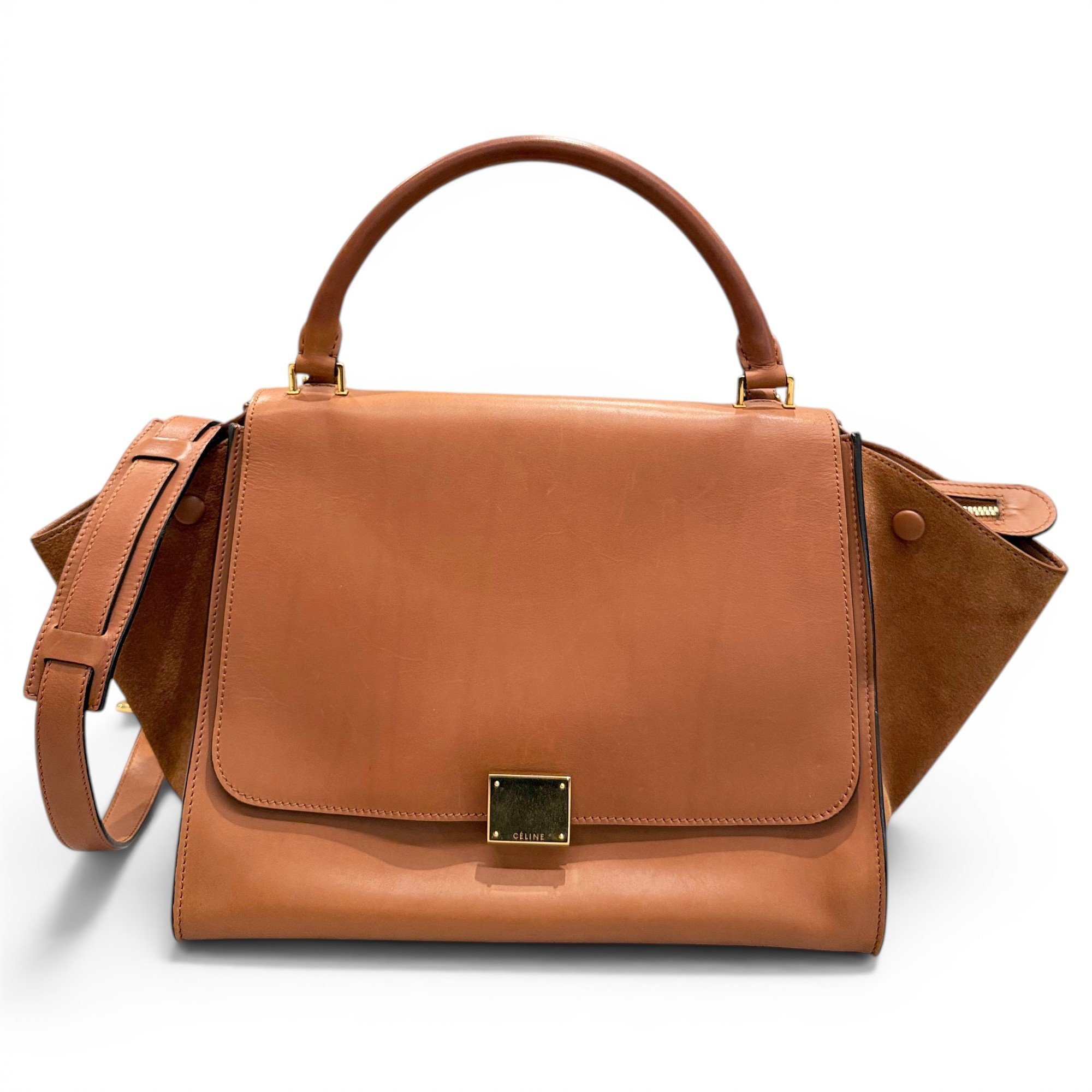 Trapèze leather handbag
