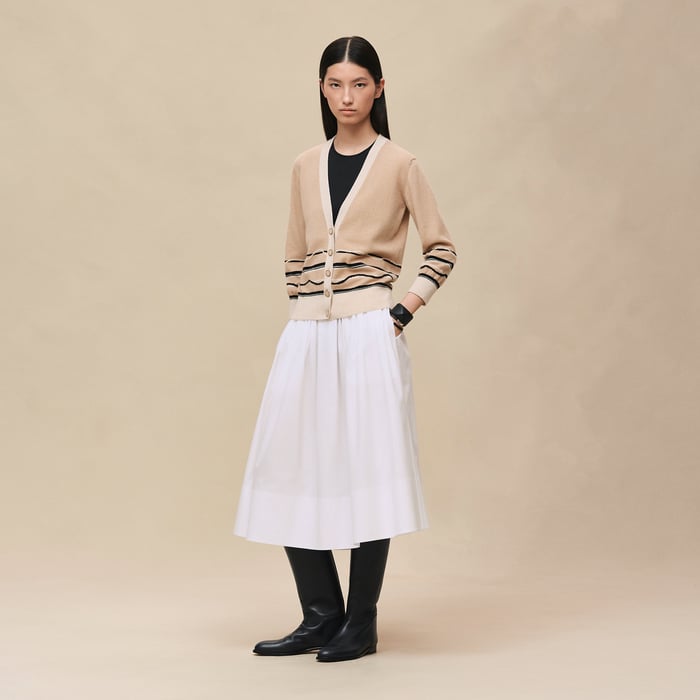 Beige Cajou Long-sleeve Cardigan