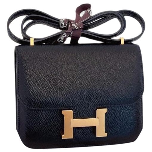 Hermes Constance Handbag Black Evercolor Leather