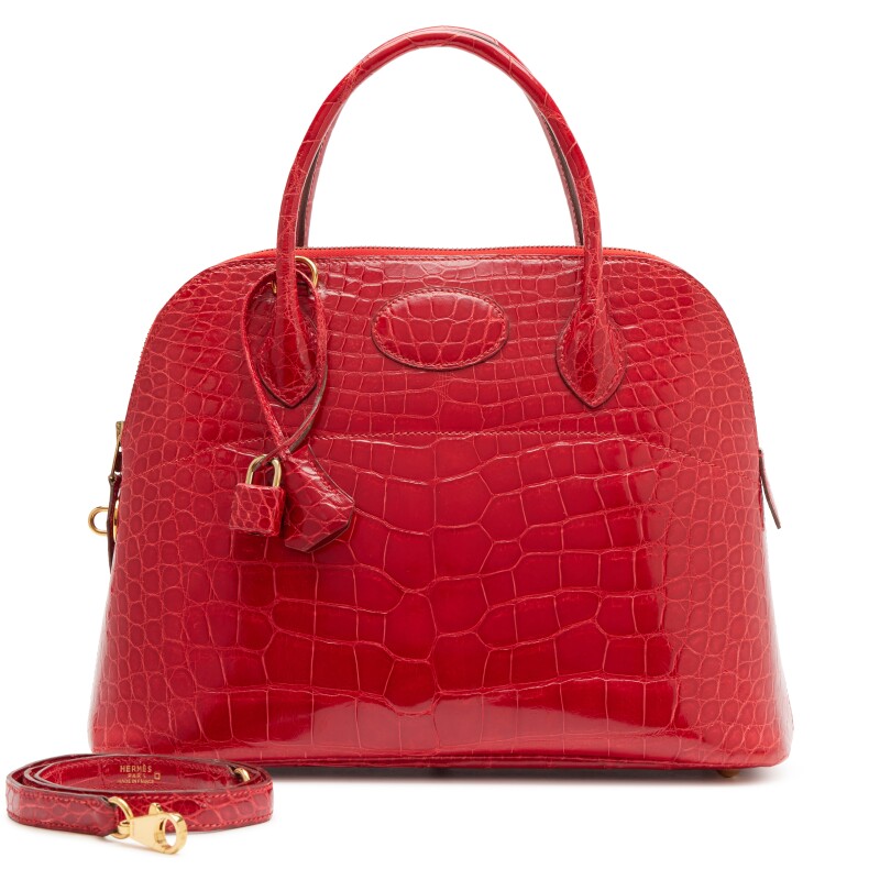 Hermes Vintage Braise Shiny Alligator Bolide 31 Gold Hardware, 1995