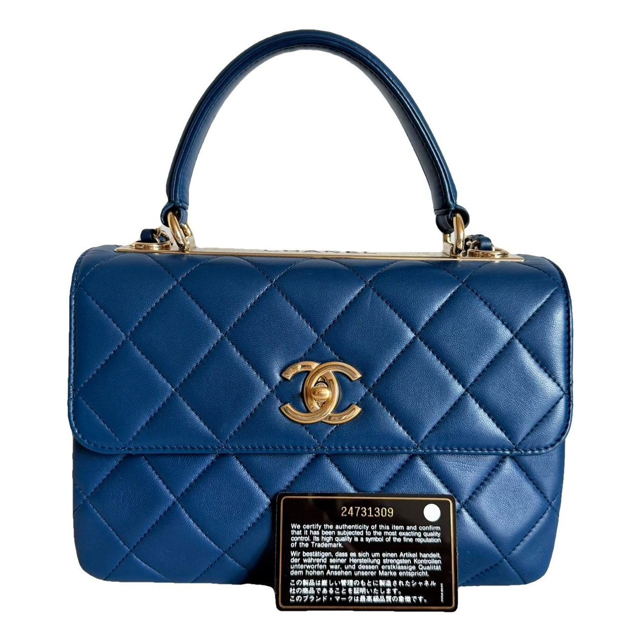 Trendy CC Top Handle leather handbag