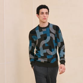Cashmere "Intarsia maillon puzzle" crewneck sweater