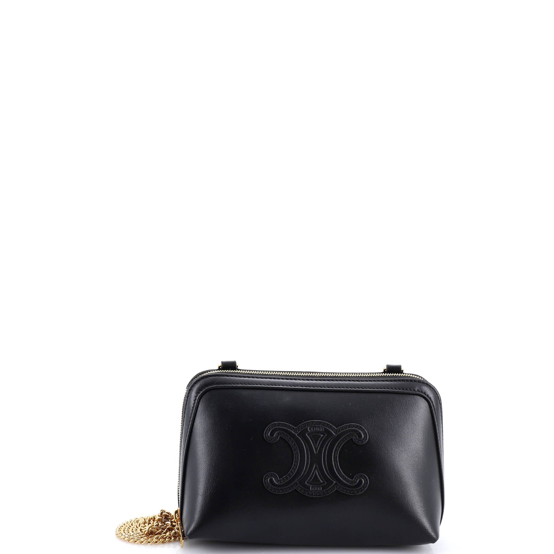 Cuir Triomphe Zip Around Chain Clutch Leather