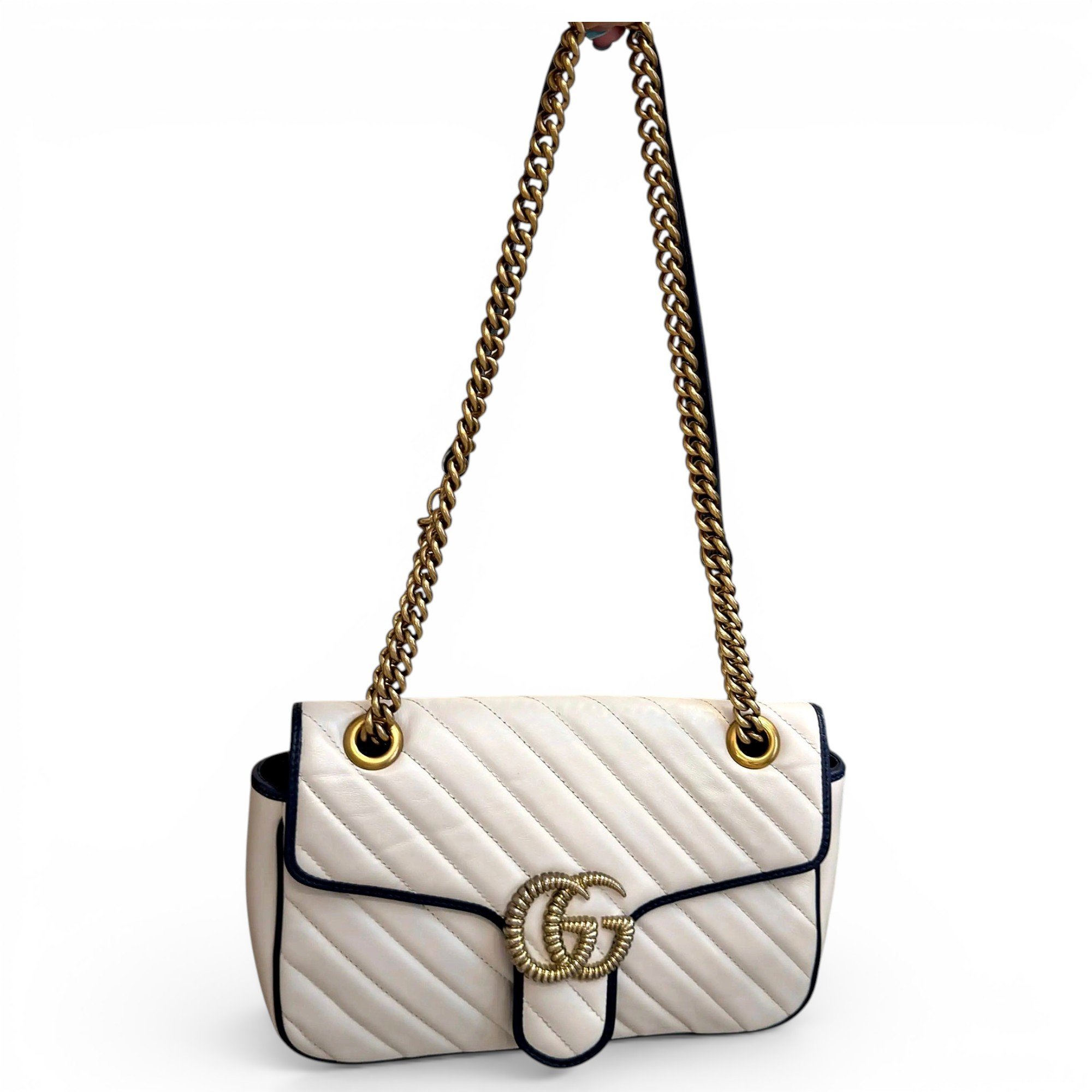 Pearly GG Marmont Flap leather crossbody bag