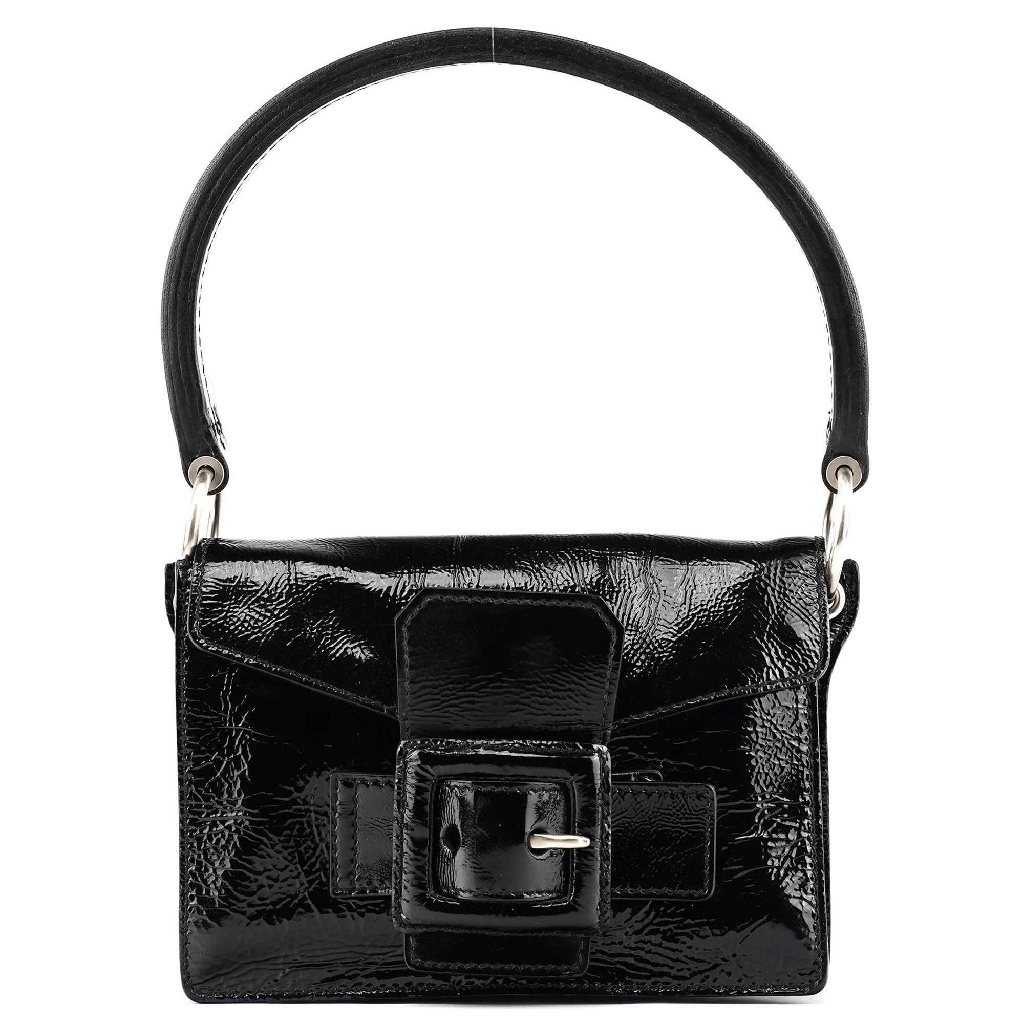 Pocket patent leather handbag