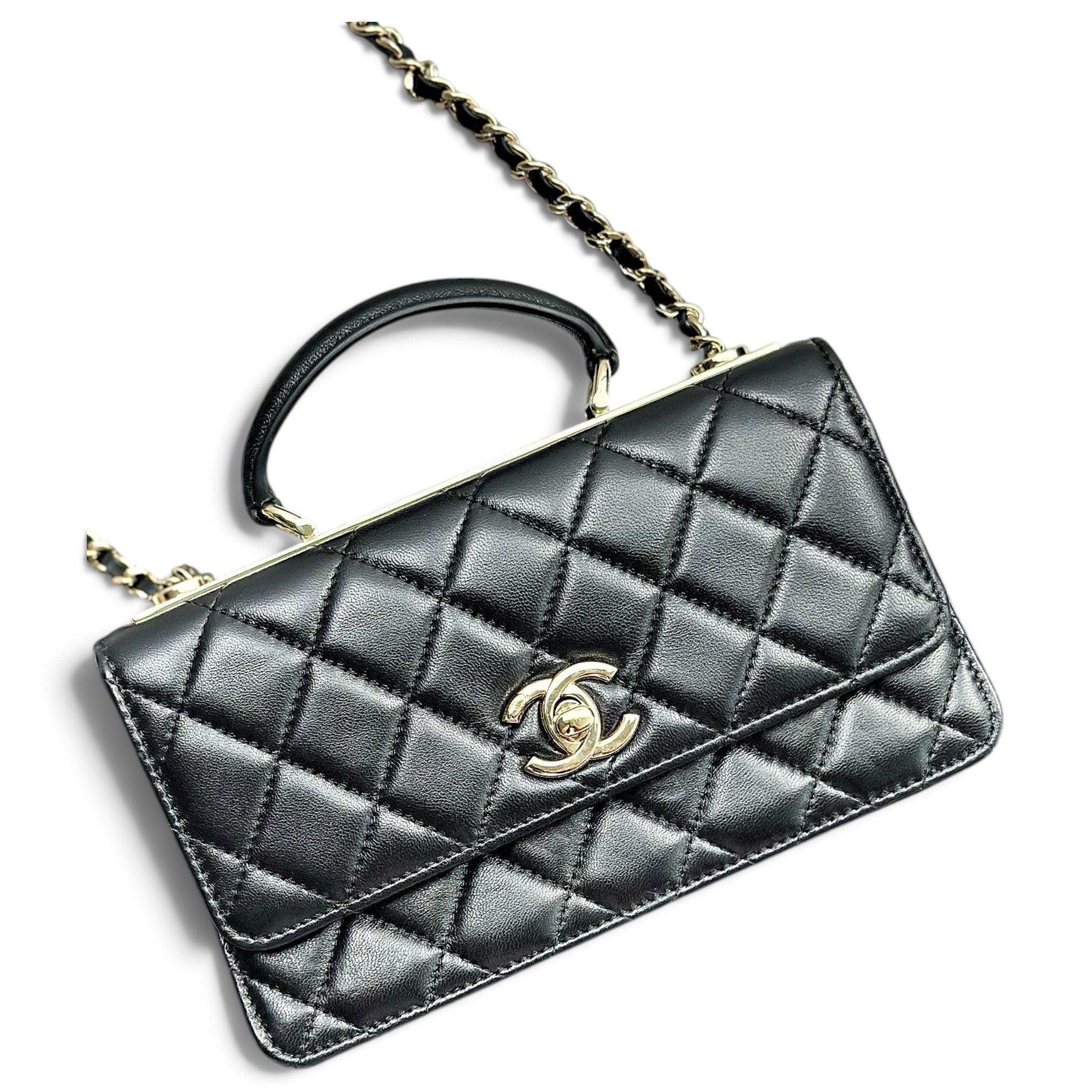 Trendy CC Wallet on Chain leather handbag