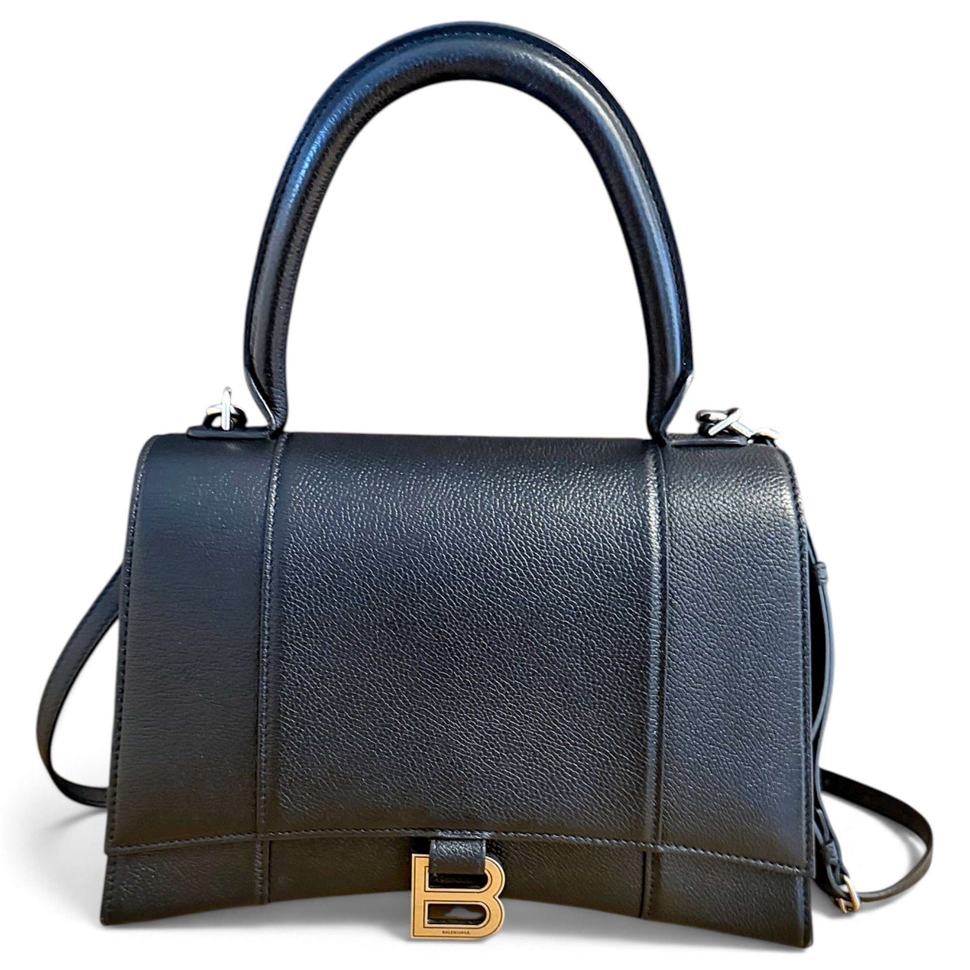 Hourglass leather handbag