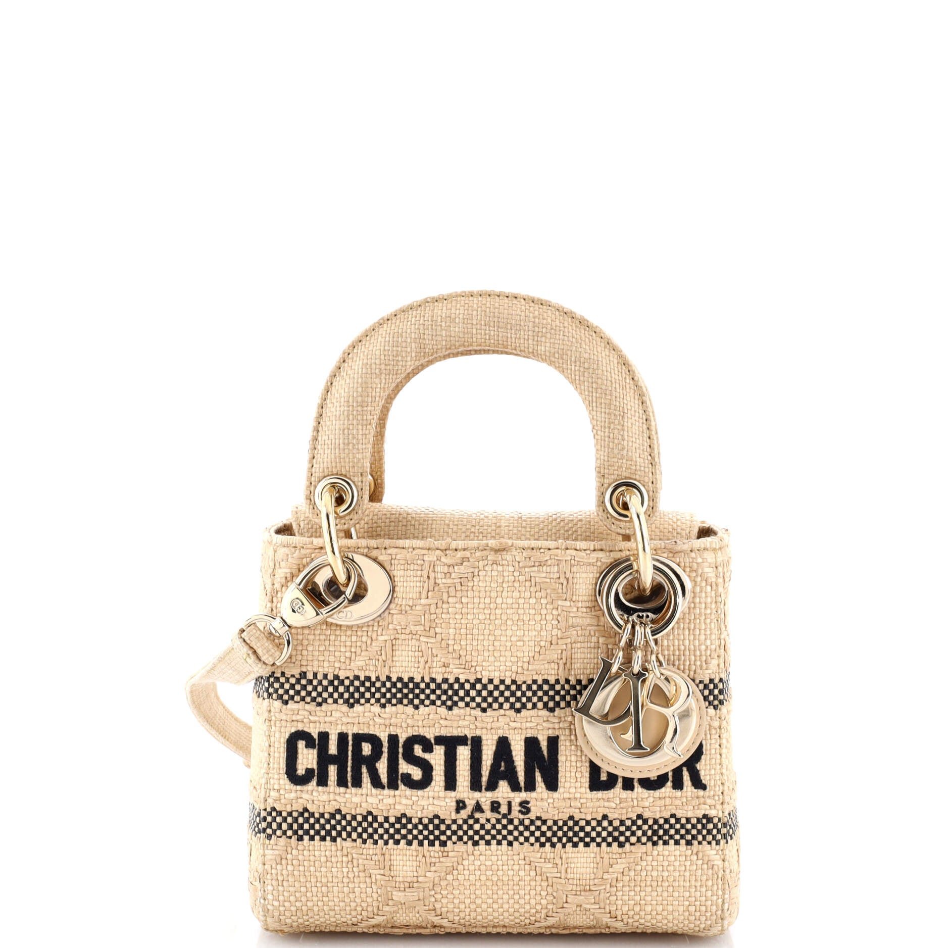 Dior Lady D-Lite Bag Cannage Embroidered Raffia Mini