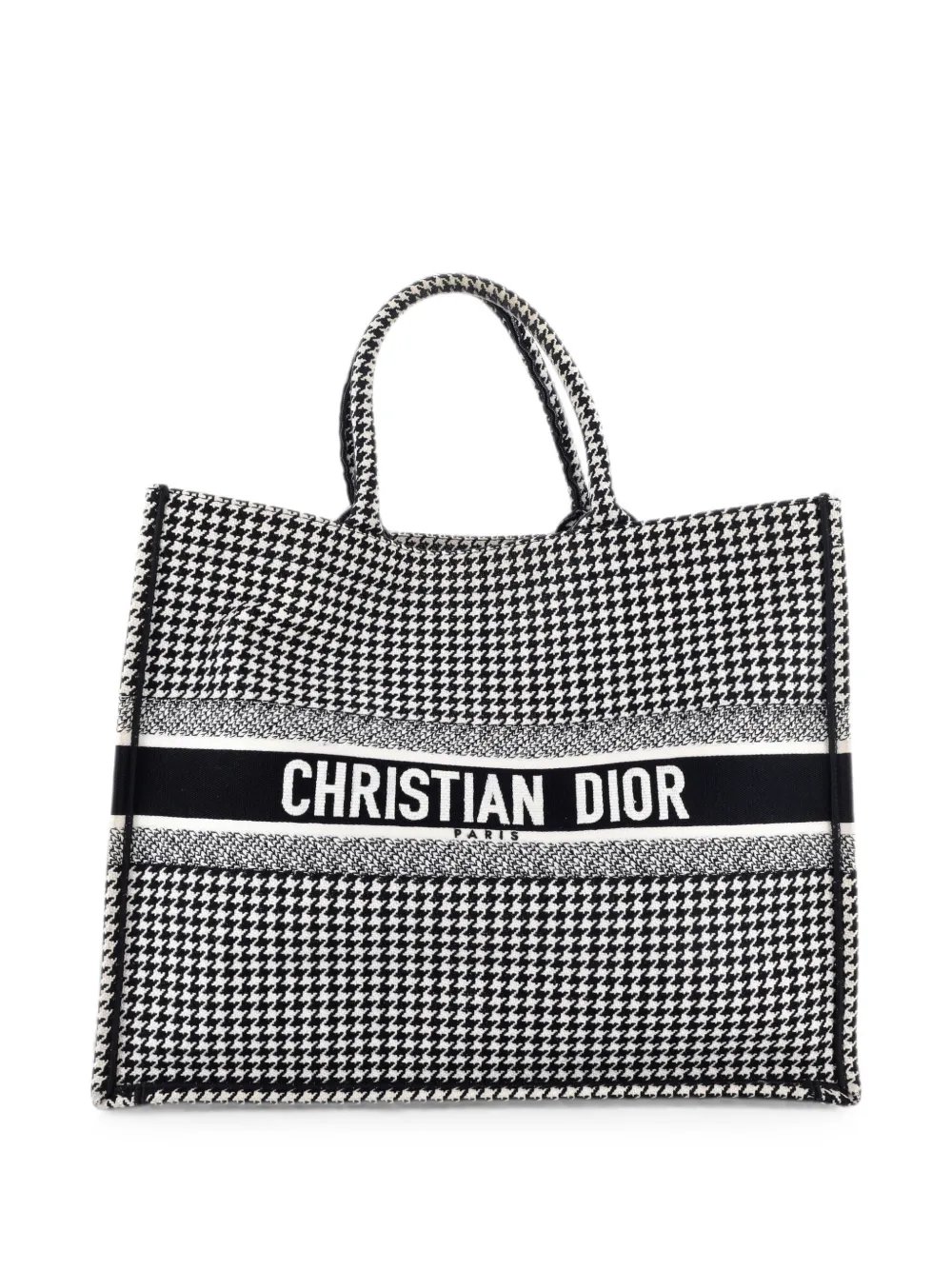Book Houndstooth Canvas Large tote bag