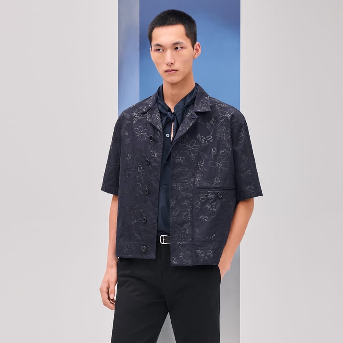 Marine "Fleurs Technique" Short-sleeve Overshirt