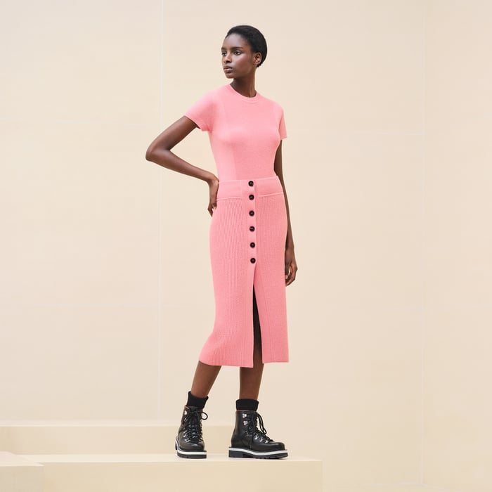 Rose Incarnat Buttoned Skirt