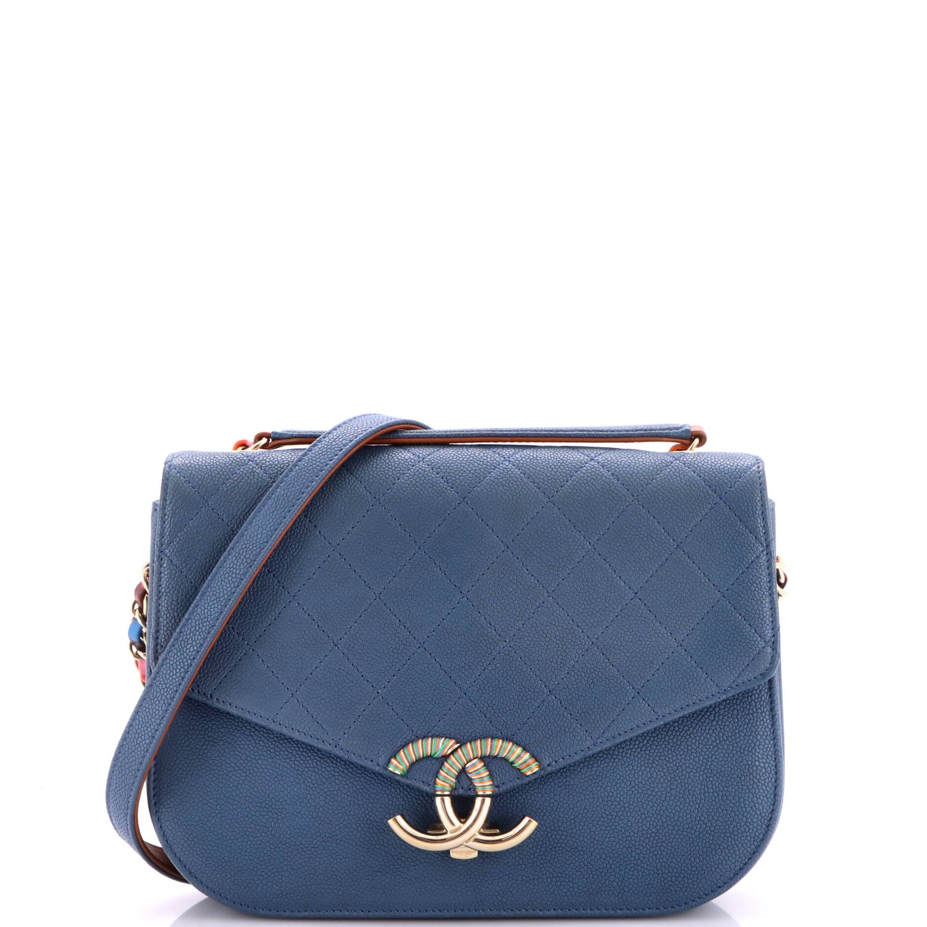 Thread Around Flap Bag Quilted Caviar Medium