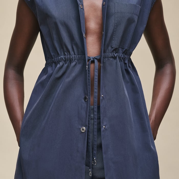 Bleu Outremer Sleeveless Drawstring Shirt