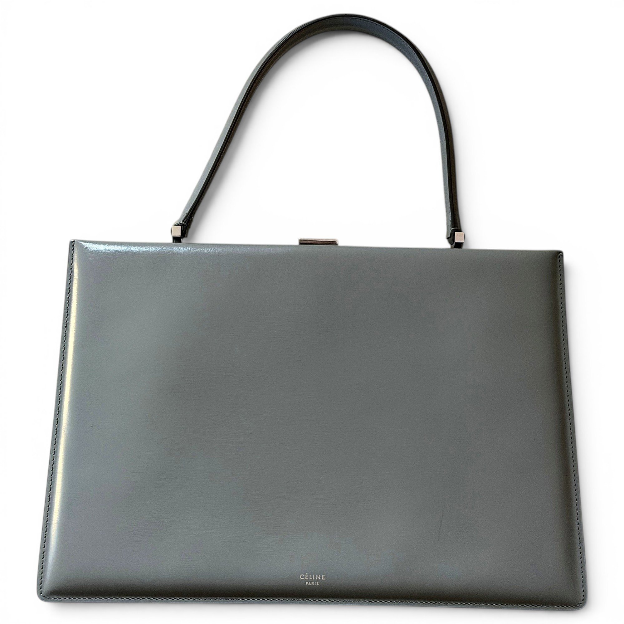 Clasp leather handbag
