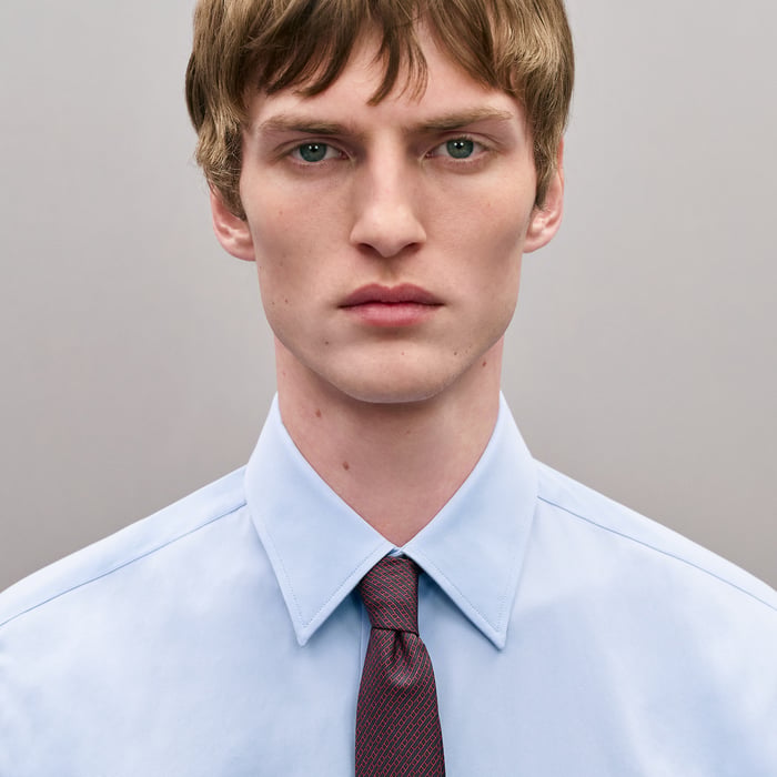 Bleu Pâle Fitted Shirt With Faubourg Collar