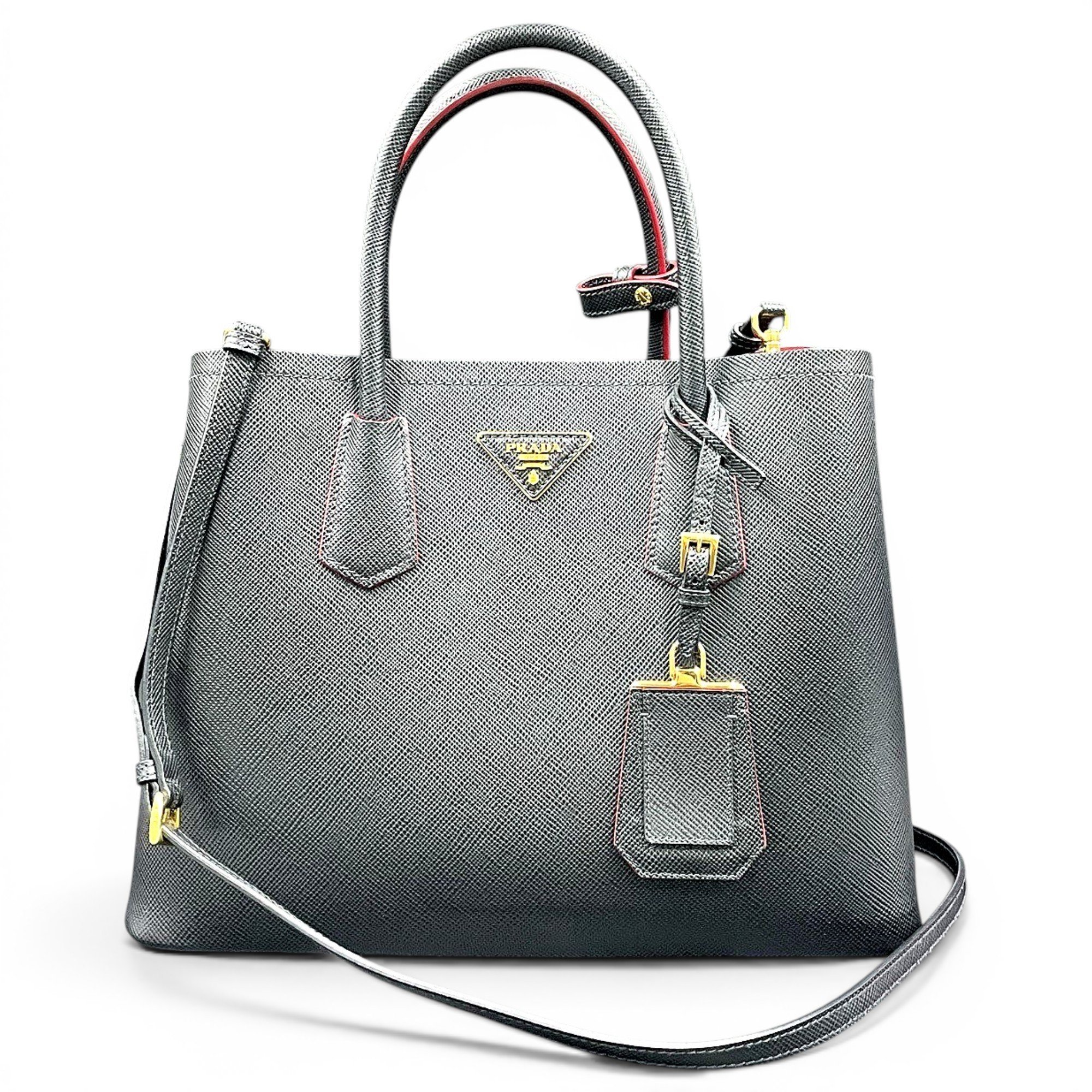 Double leather handbag