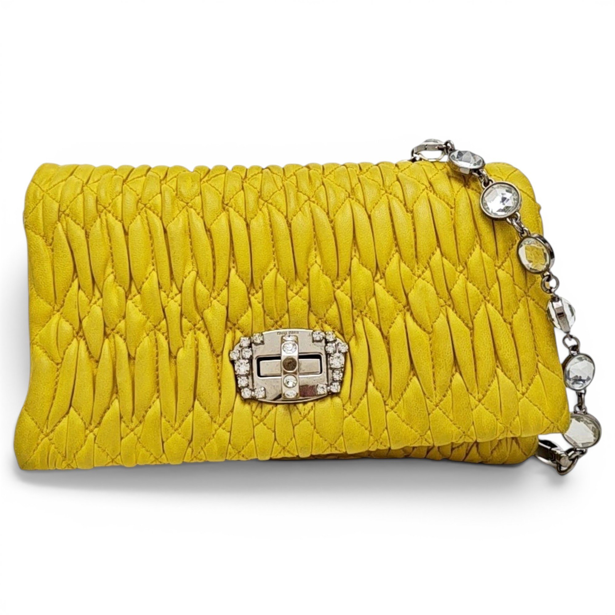 Miu Crystal leather handbag
