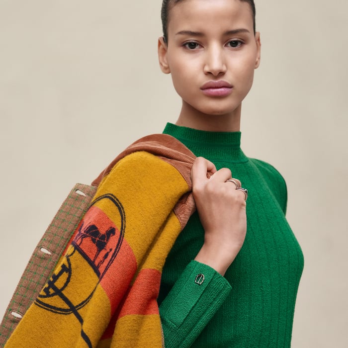 Marron Fauve Mixed Materials Modular Cashmere Jacket