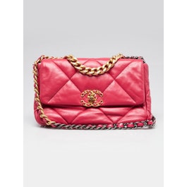 Chanel Pink Quilted Lambskin Leather Chanel 19 Small Flap Bag