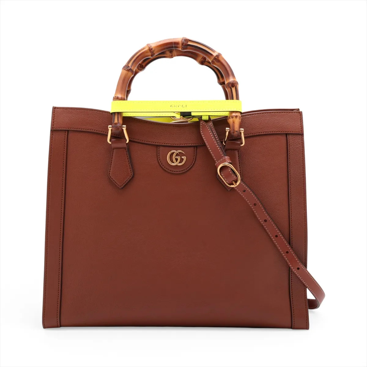 Gucci Bamboo Diana 655658 Leather 2 Way Handbag Brown