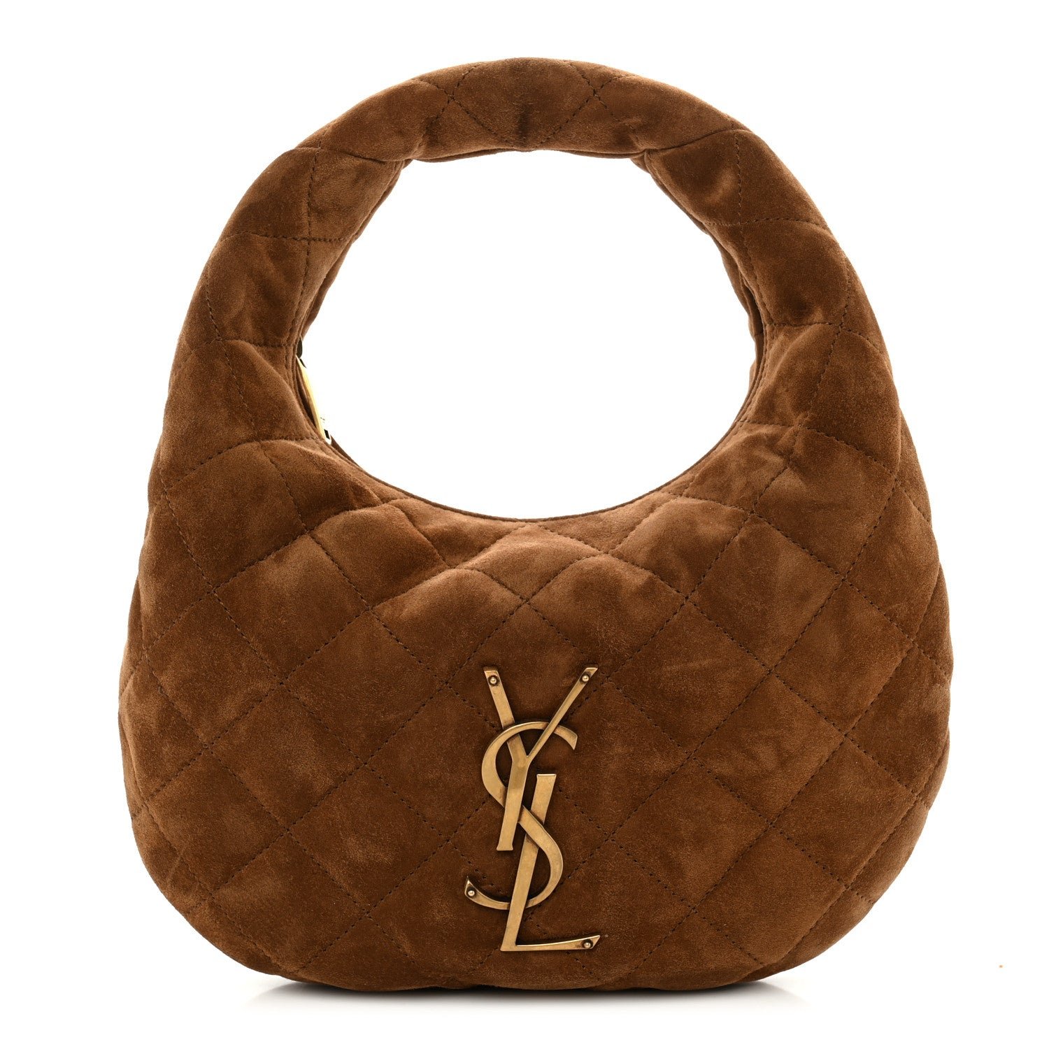 Saint Laurent Suede Quilted Icarino Bag Cognac