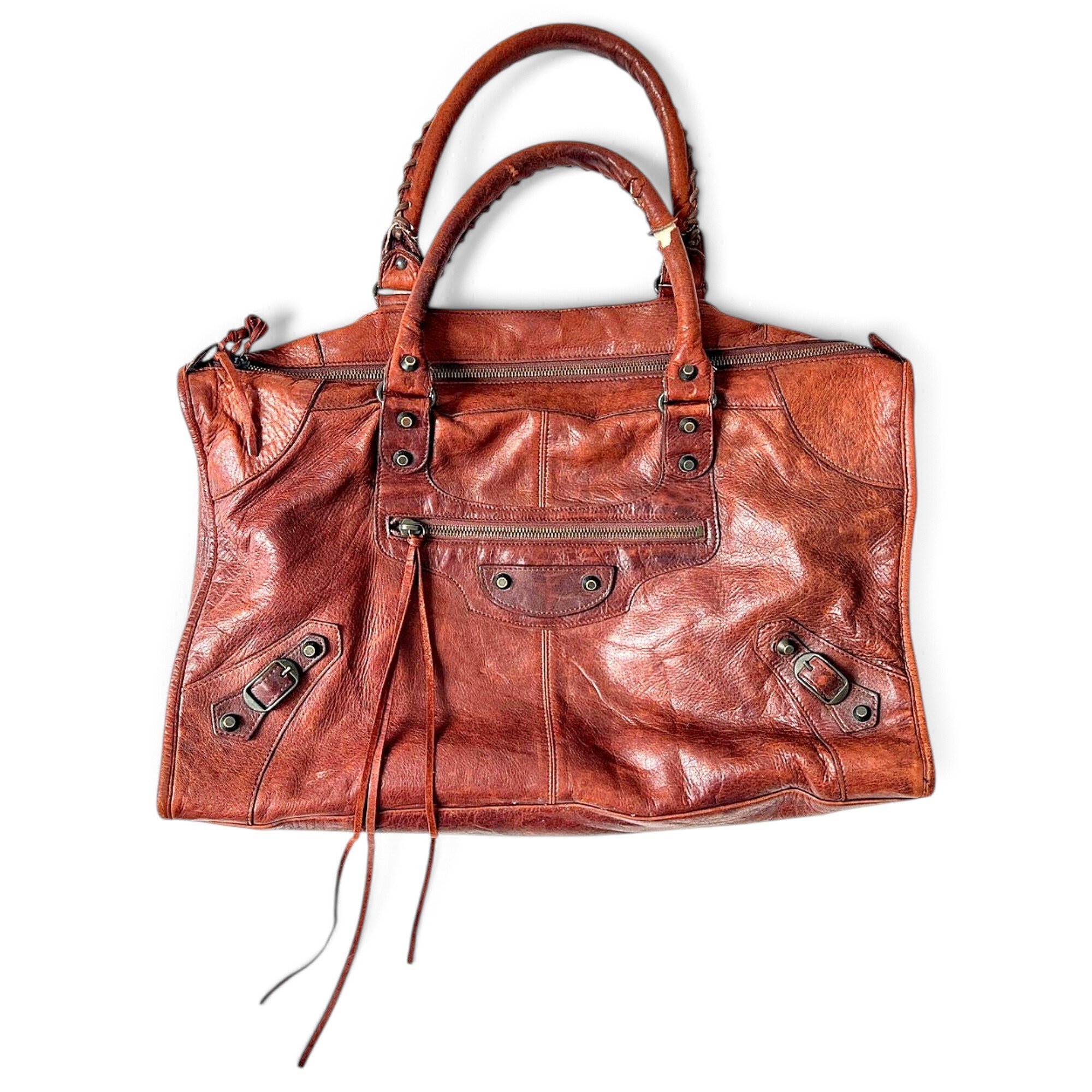 Work leather handbag