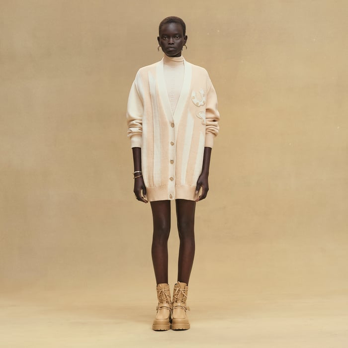 Blanc Naturel Long-sleeve Long Cardigan