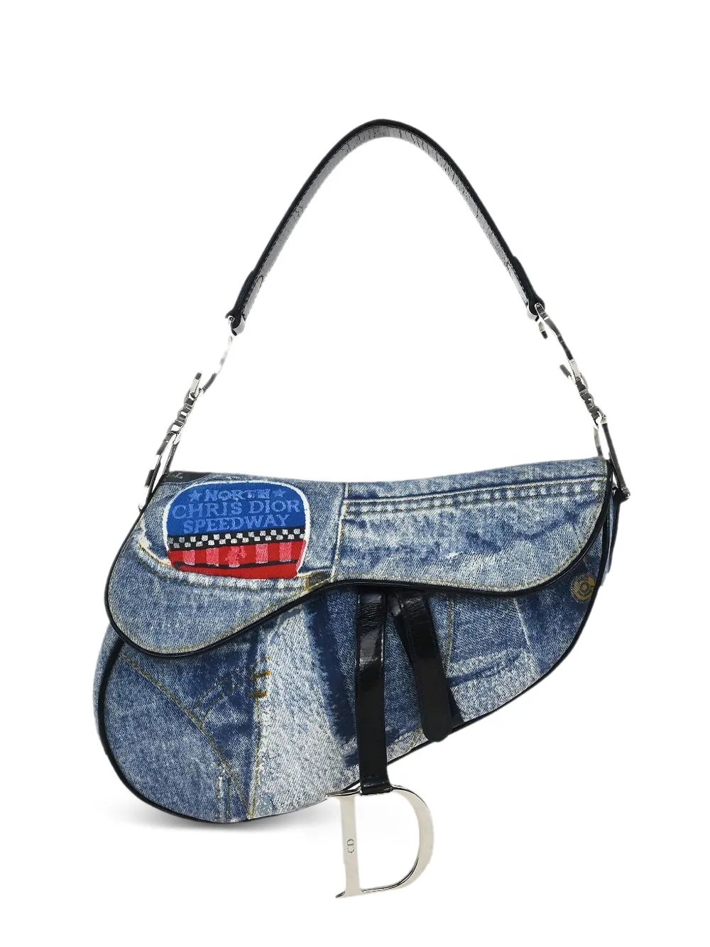 2001  Denim-print Saddle handbag