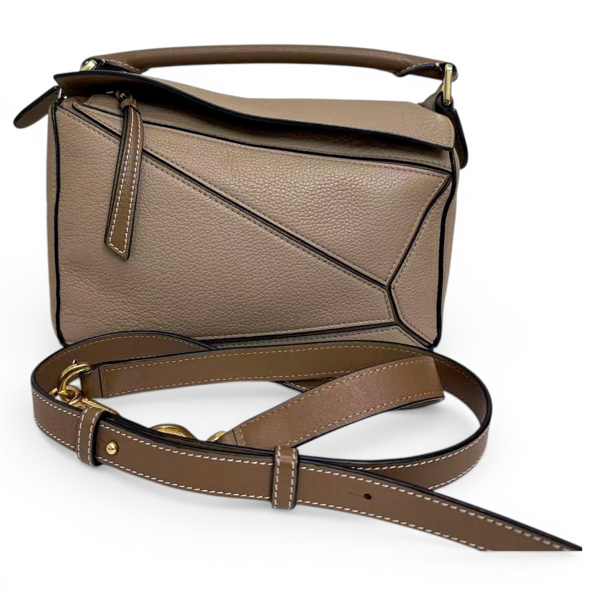 Puzzle leather handbag