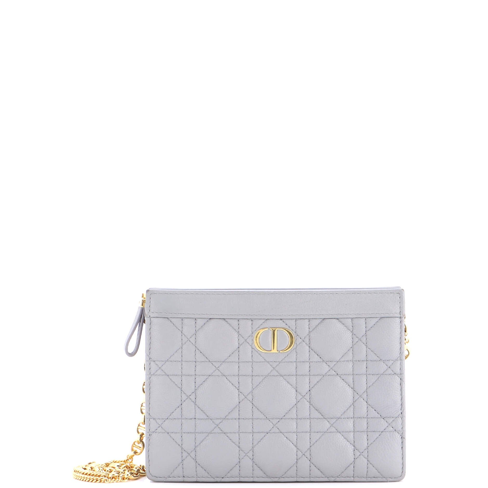Dior Caro Clutch with Chain Cannage Quilt Calfskin Small