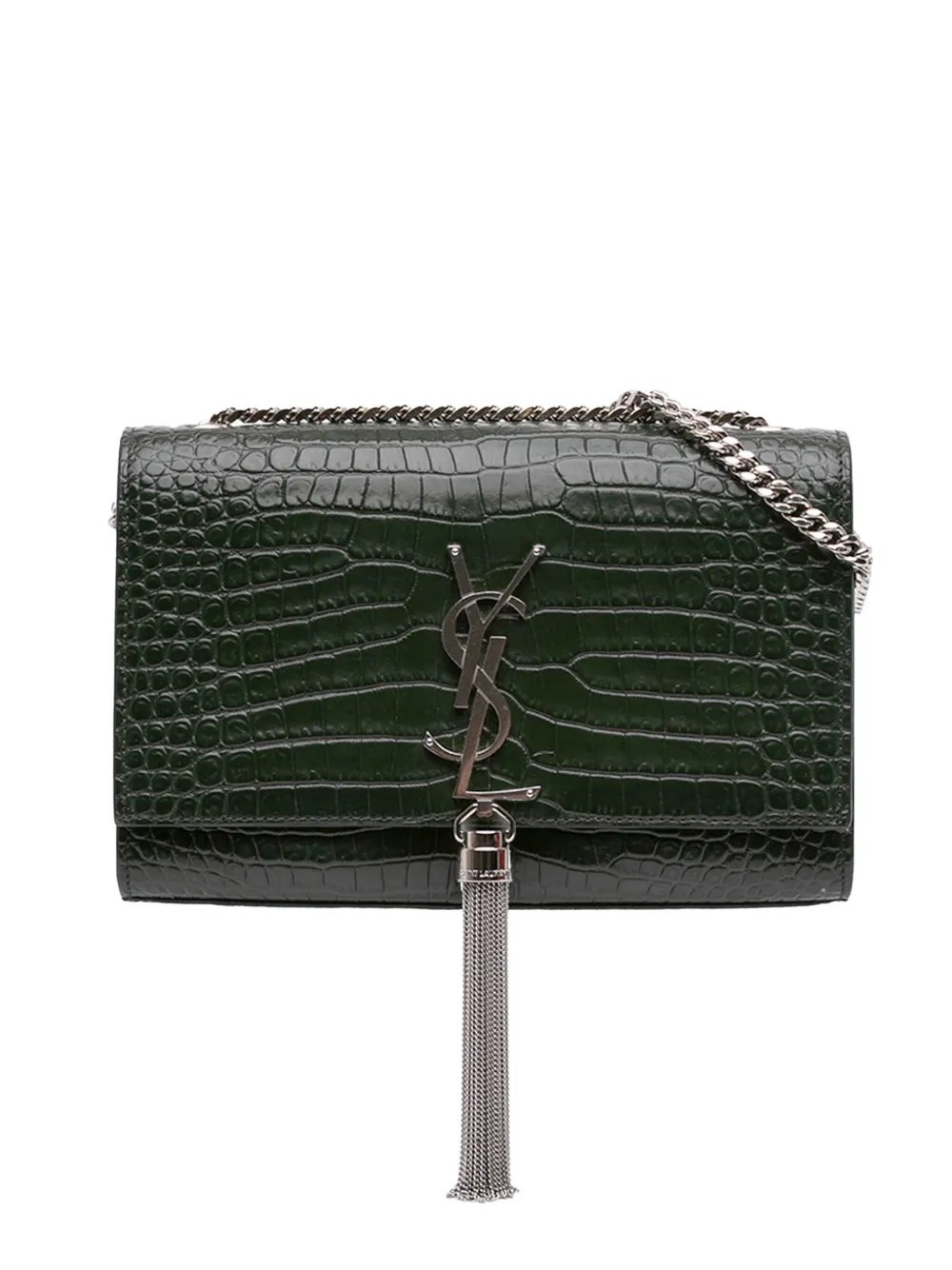 2018 Medium Croc Embossed Leather Kate Tassel crossbody bag