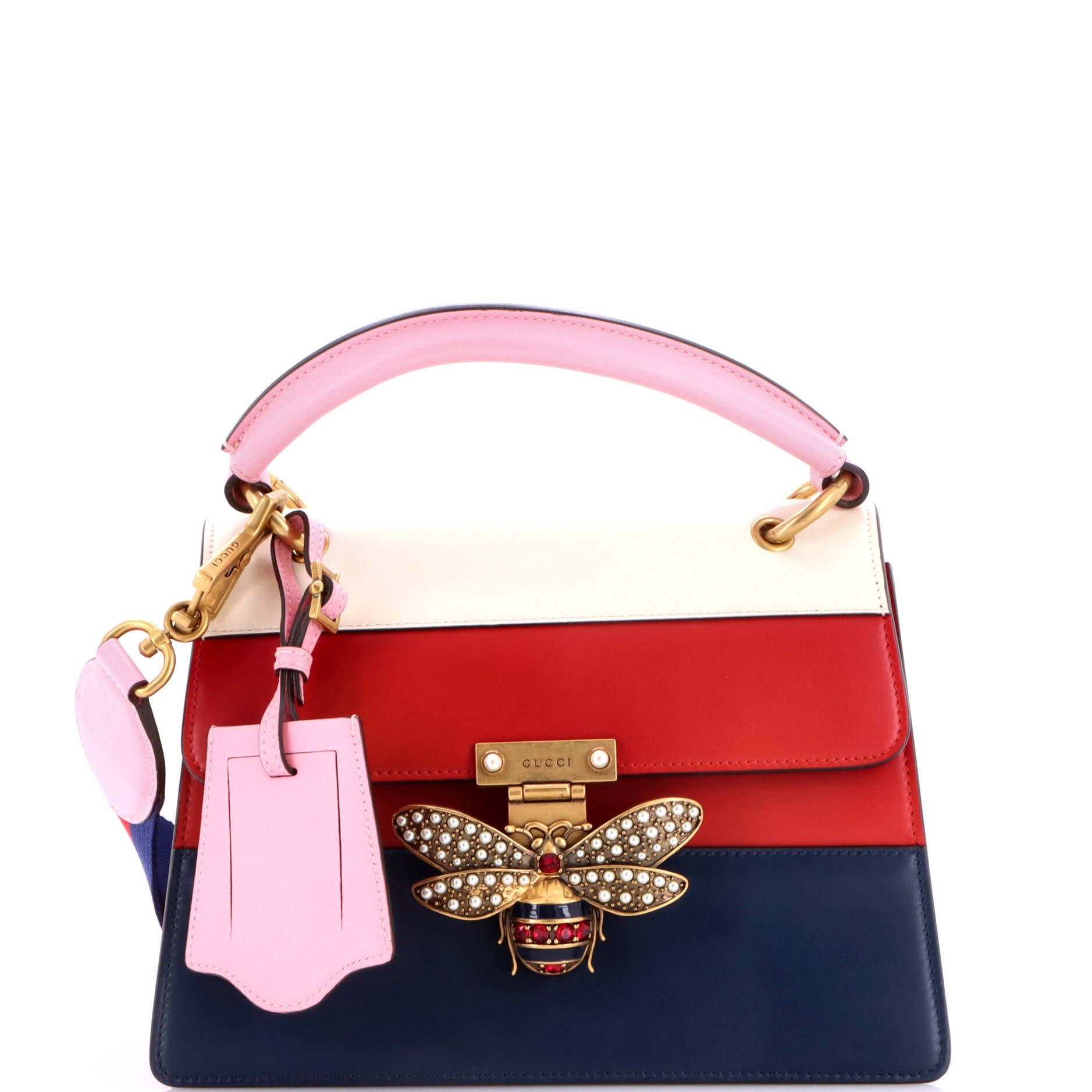 Queen Margaret Top Handle Bag Colorblock Leather Small