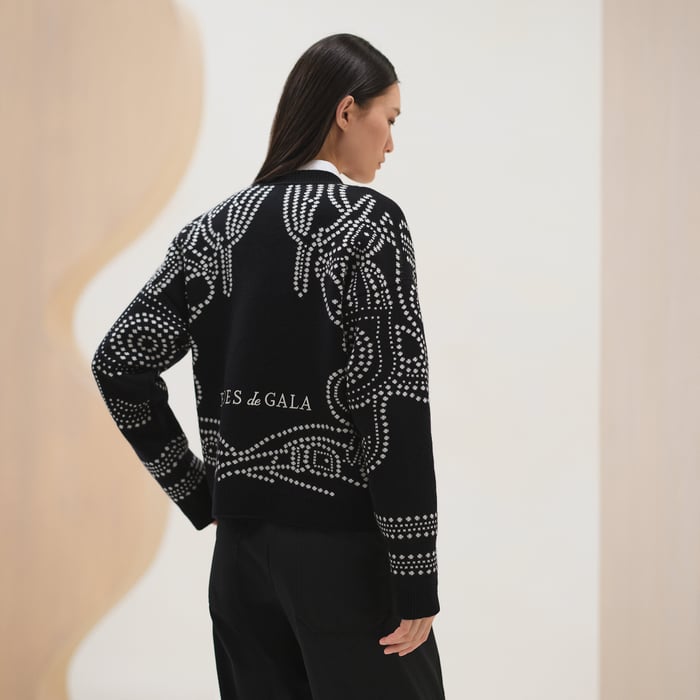 Bleu Noir Embroidered Long-sleeve Cardigan
