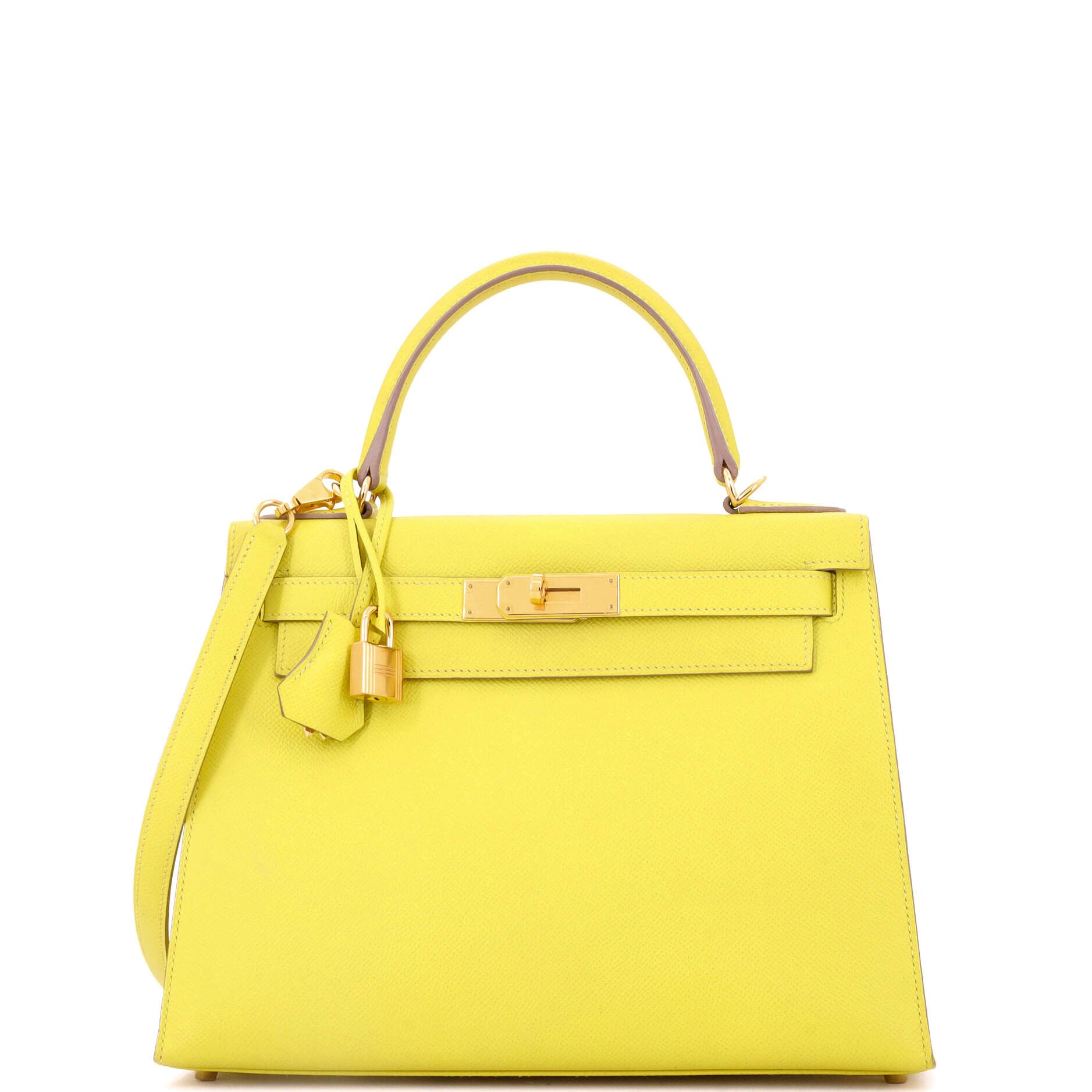 Hermes Kelly Handbag Lime Epsom with Gold Hardware 28