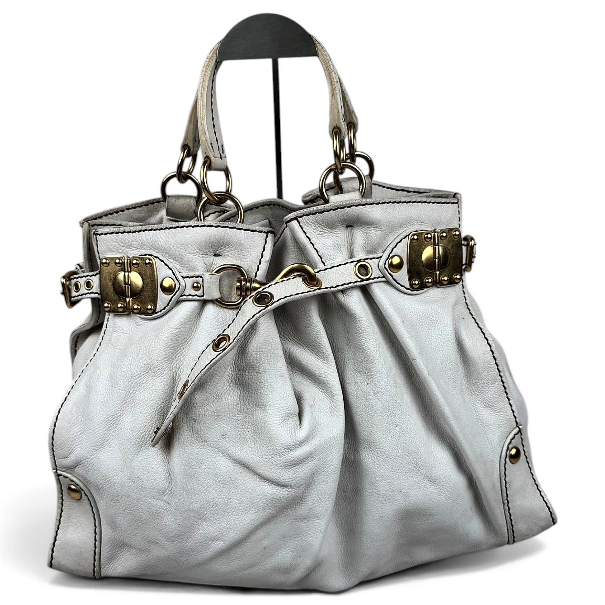 Bow bag leather handbag