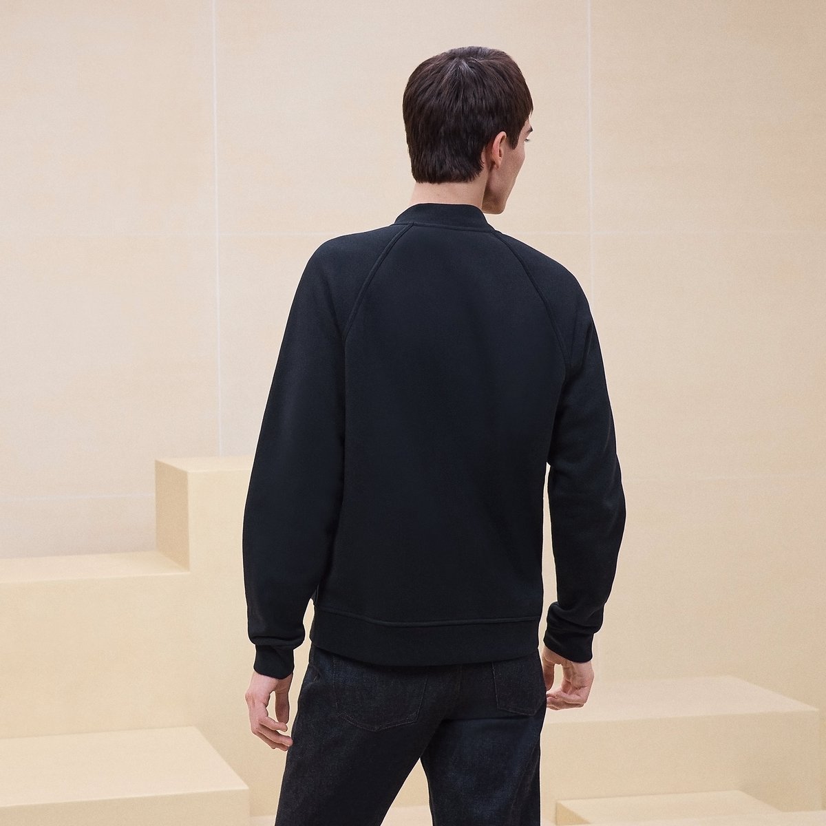 Marine "Metallerie Au Carre" Varsity Jacket With Leather Detail