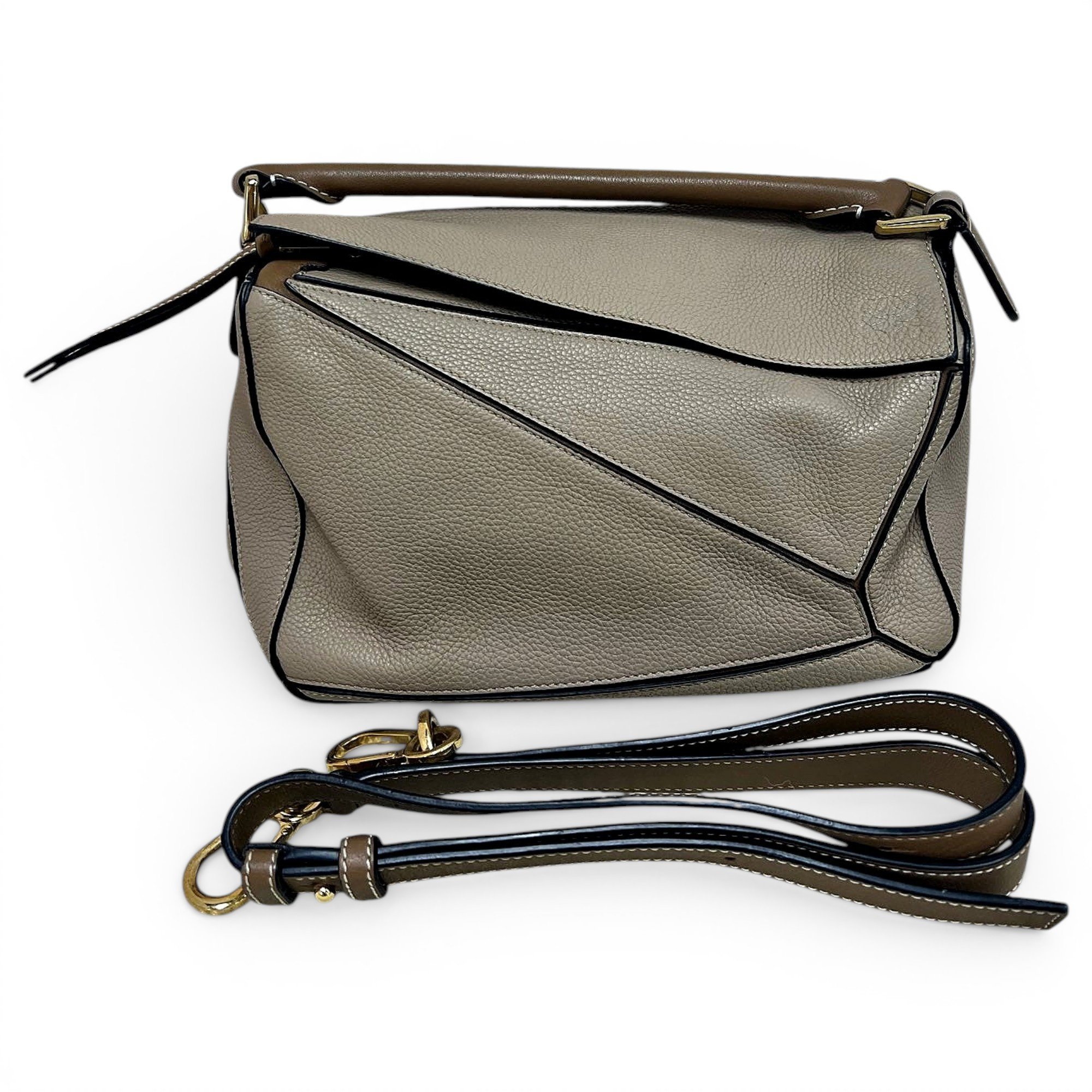 Puzzle leather handbag