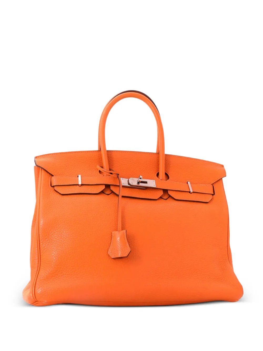 Hermes Birkin Handbag Orange Clemence with Palladium Hardware 35 tote bag