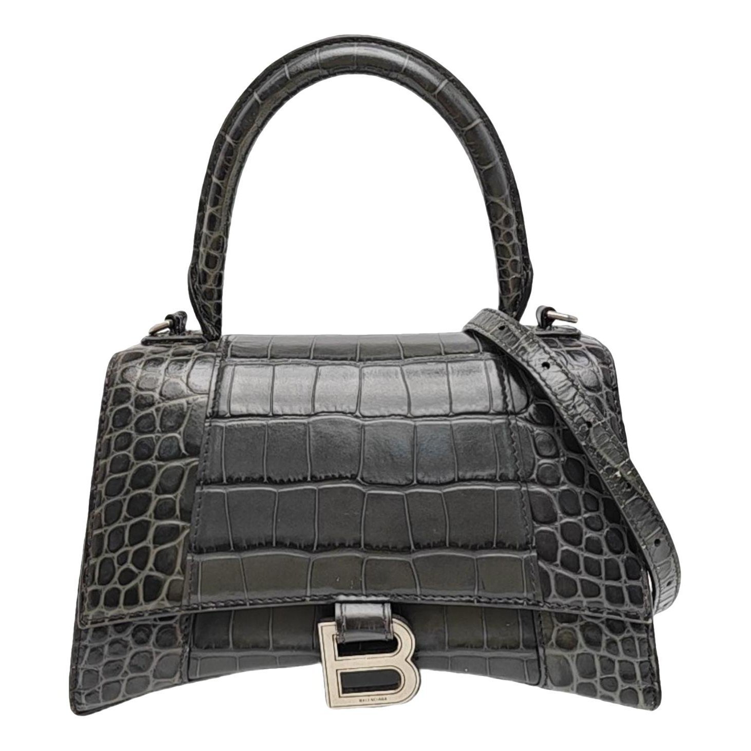 Hourglass leather handbag