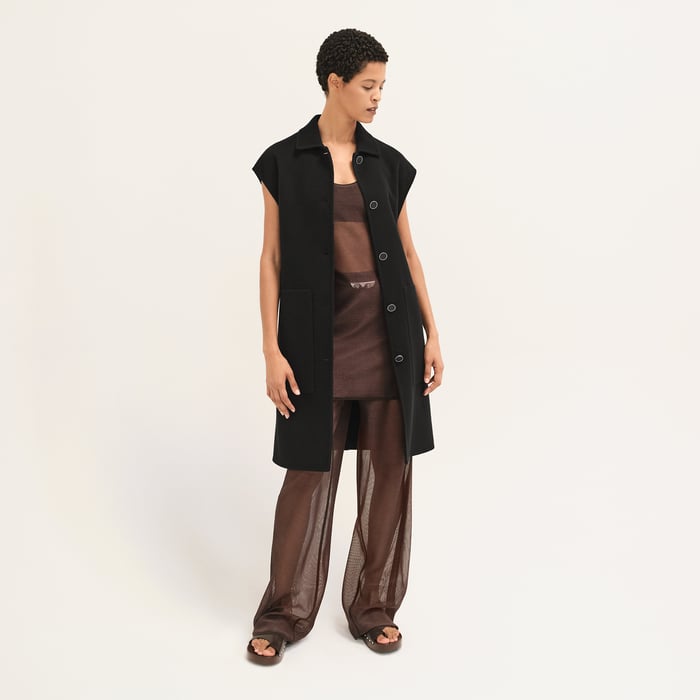 Belted cashmere long vest