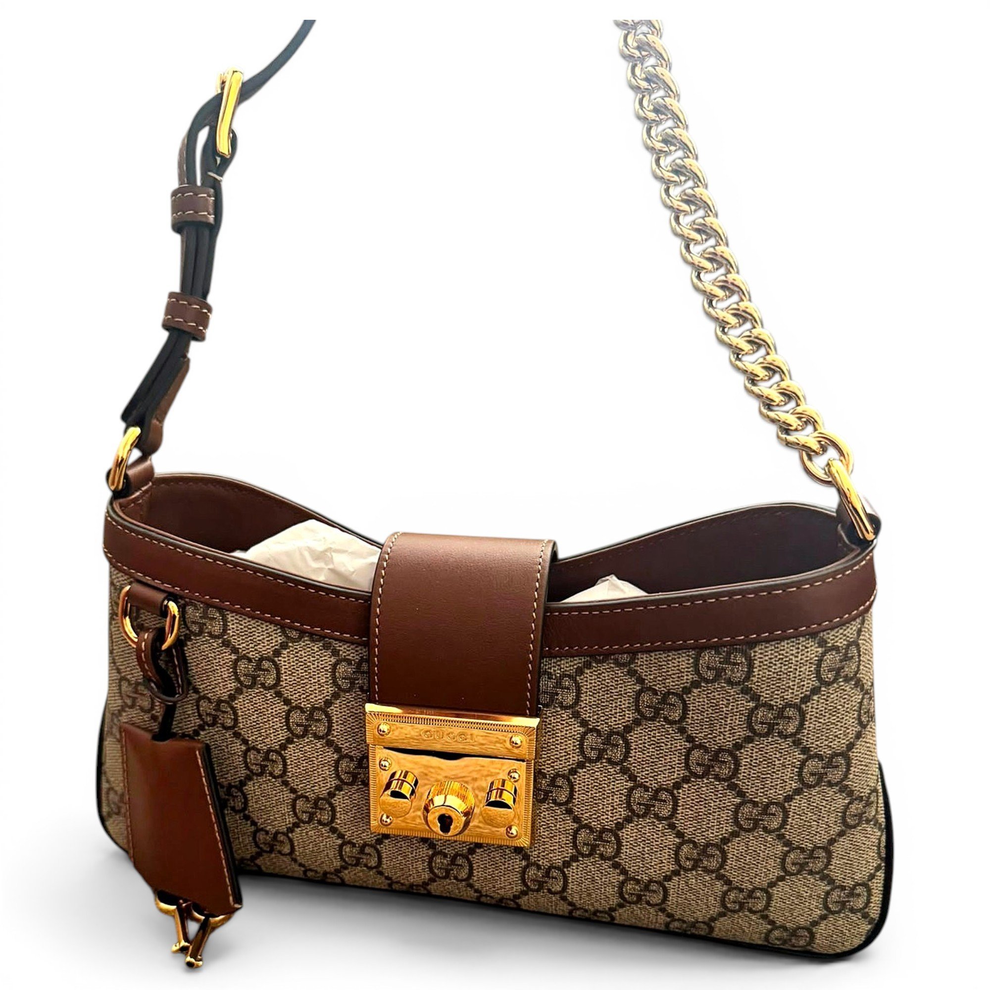 Padlock leather handbag