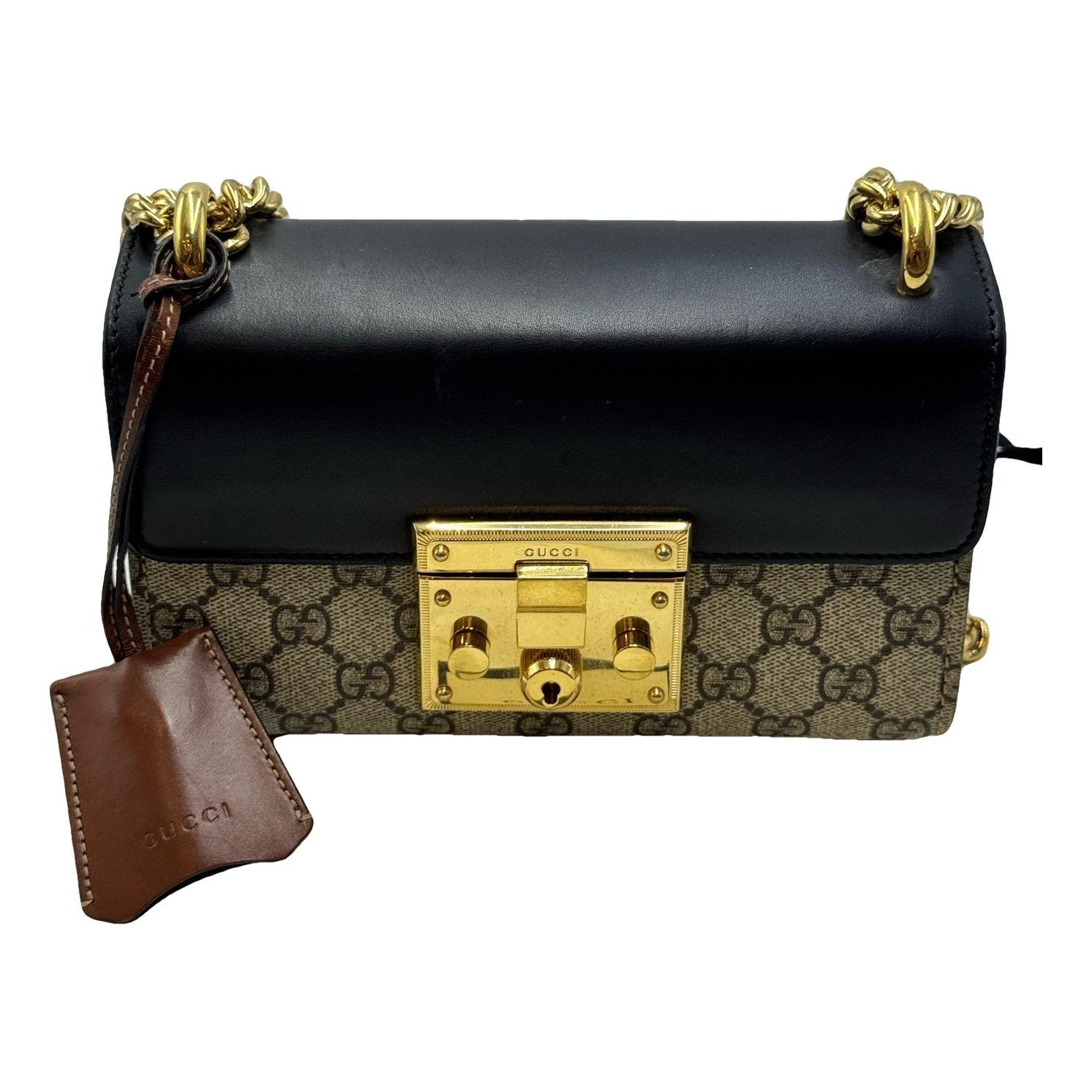 Padlock leather crossbody bag