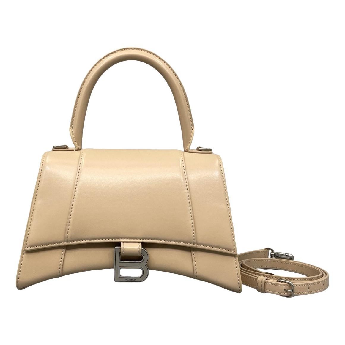 Hourglass leather handbag