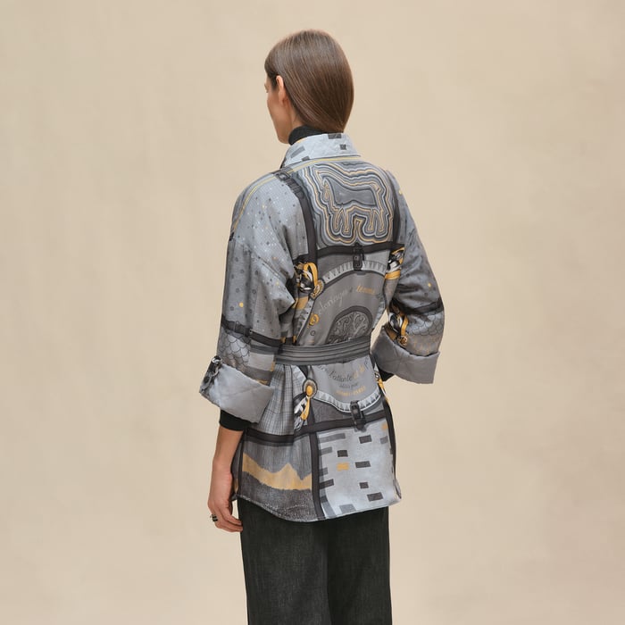 Gris Ténorite "Coloriages De Jour" Quilted Overshirt
