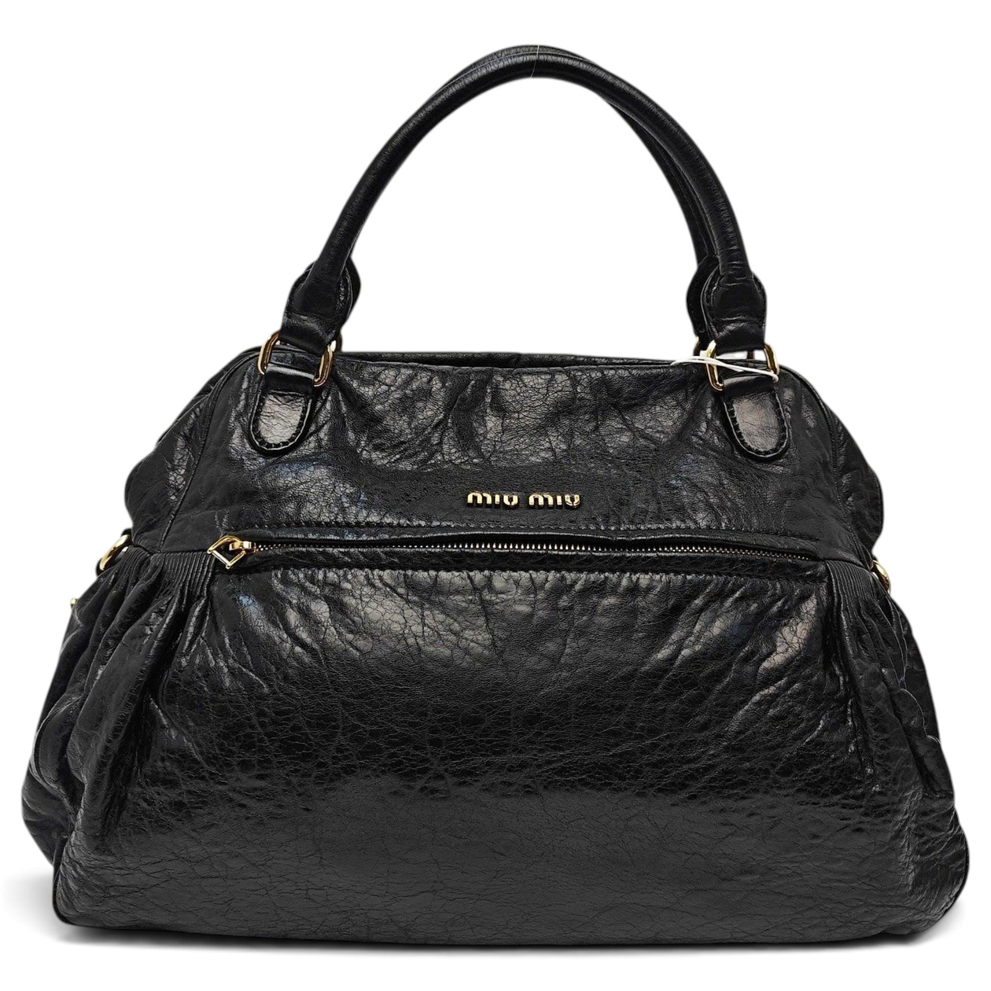 Bow bag leather handbag