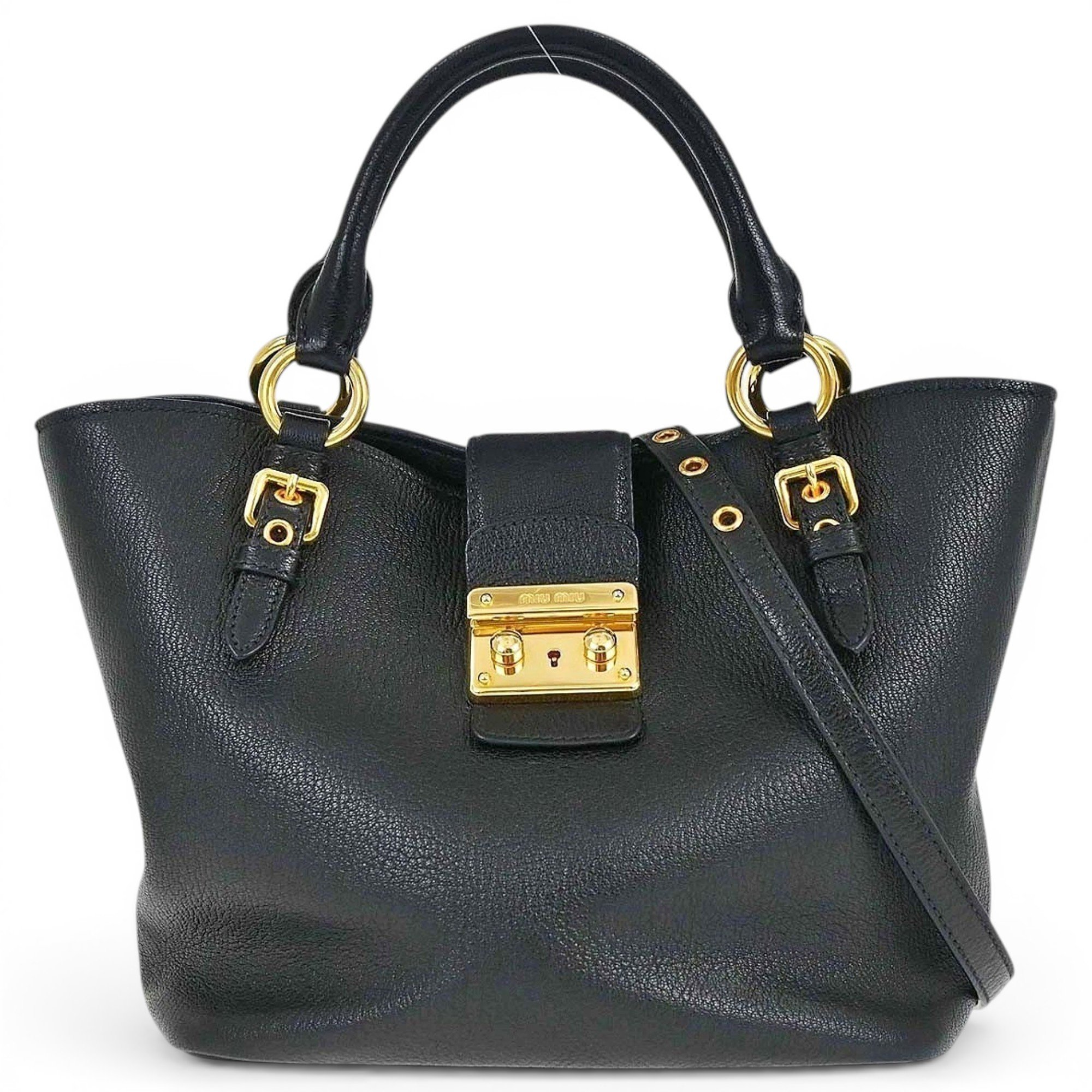 Madras leather tote