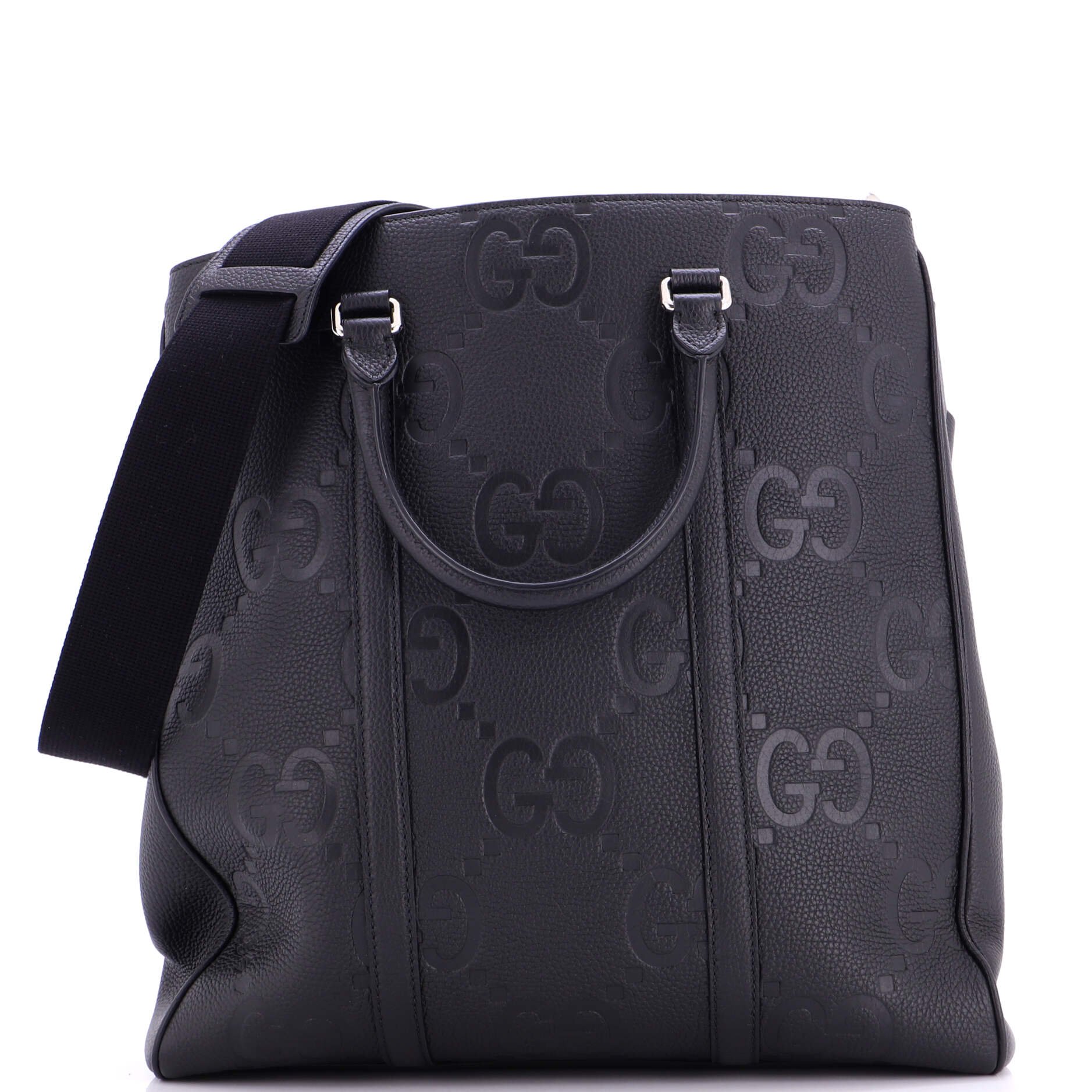 Vertical Structured Top Handle Open Tote Jumbo GG Embossed Leather Medium