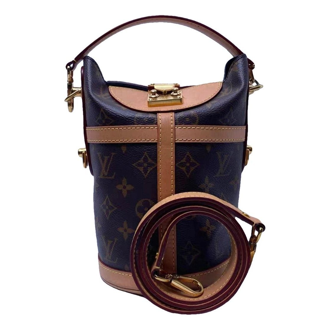 Duffle leather handbag